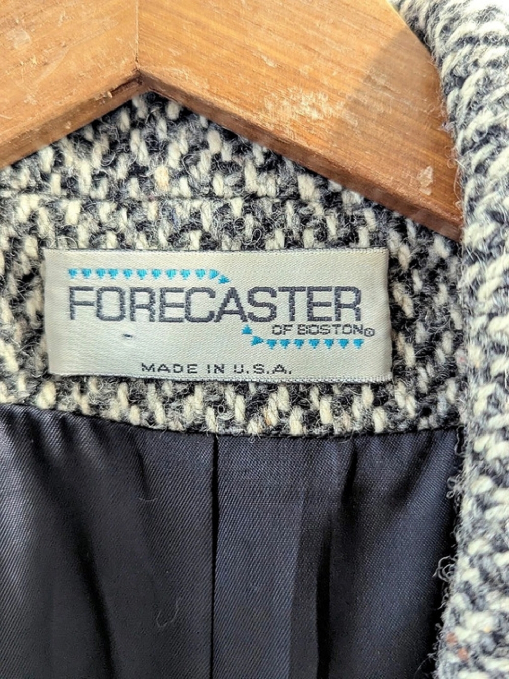 Forecaster of Boston Vintage Tweed Pea Coat Gray Double Breasted Women's Size 10 - Picture 2 of 12
